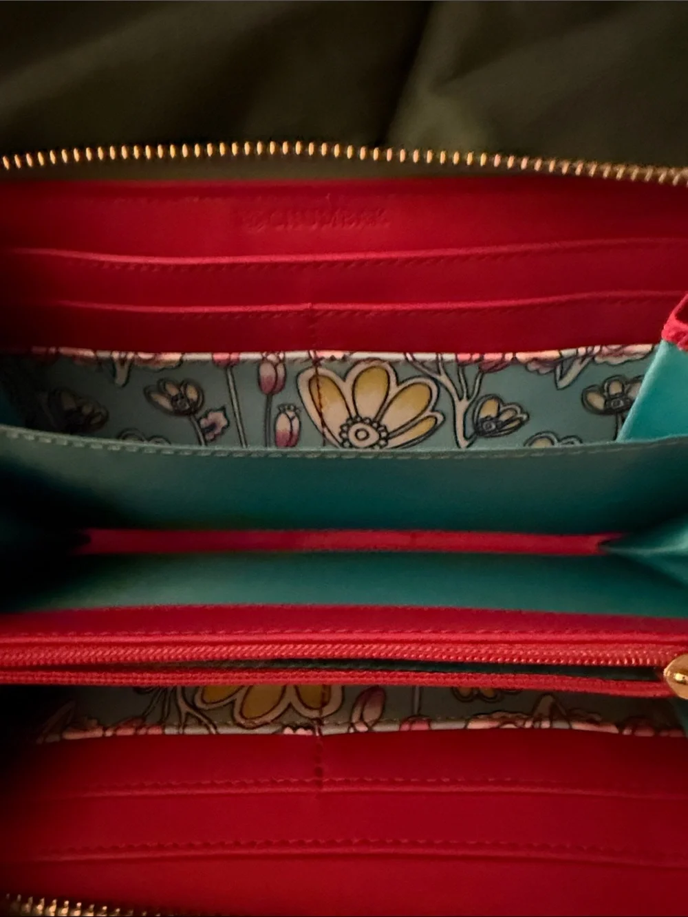 Floral Zip Wallet Wristlet in Light Blue with Pink & Yellow Accents